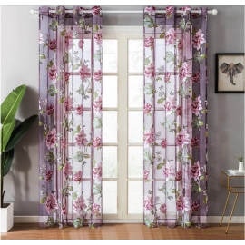 Purple Flower Living Room Tulle Curtain Bedroom Kitchen Window Tulle Curtain Bedroom Curtain