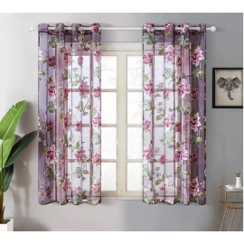 Purple Flower Living Room Tulle Curtain Bedroom Kitchen Window Tulle Curtain Bedroom Curtain